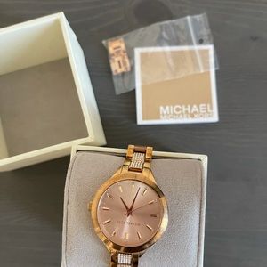 Rose Gold Micheal Kors Watch w rhinestone details